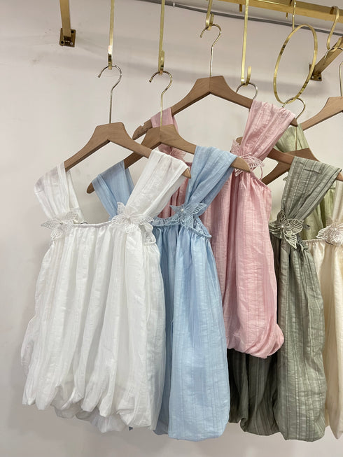 Summer Butterfly Sleeves Tie Babydoll Tops